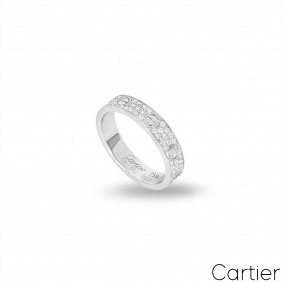 Cartier White Gold Pave Diamond Wedding Love Ring Size 51 B4083400